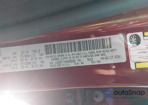 2019 Ram 1500 Big Horn/Lone Star 4X4 5'7 Box z USA, uszkodzony, nr VIN 1C6SRFFT4KN895508